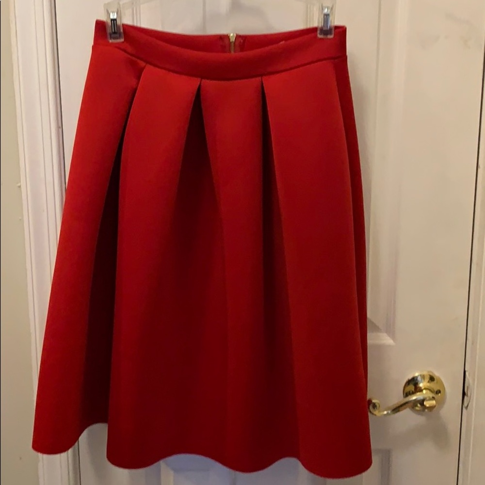 Red Midi Full Skirt